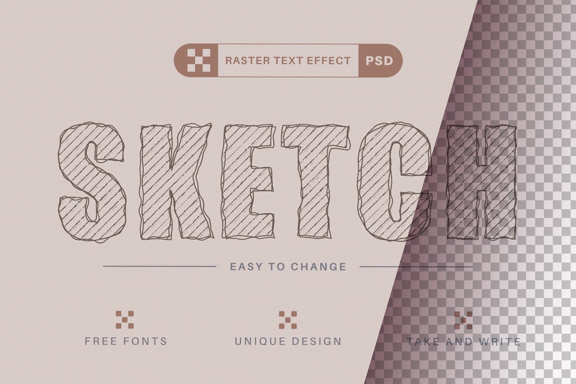 铅笔素描文字效果字体样式 Pencil Sketch – Editable Text Effect, Font Style 插件预设 第2张