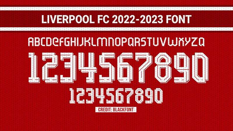 利物浦2022-2023赛季球衣字体 设计素材 第1张