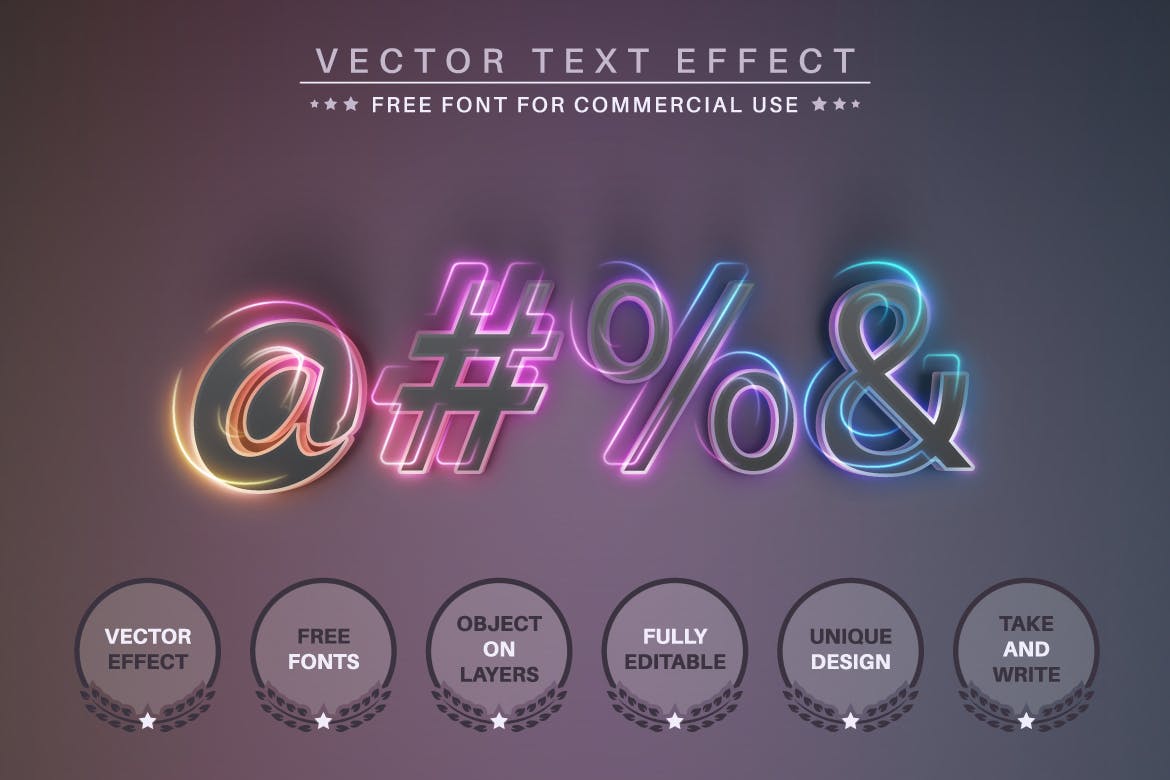发光渐变矢量文字效果字体样式 Design Unicorn – Editable Text Effect, Font Style 插件预设 第4张