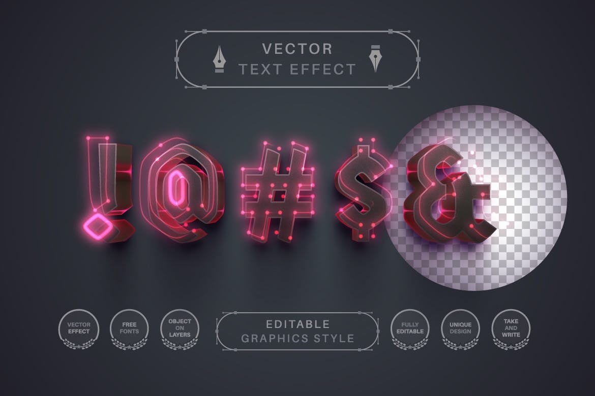 红色线点矢量文字效果字体样式 Velvet – Editable Text Effect, Font Style 插件预设 第3张