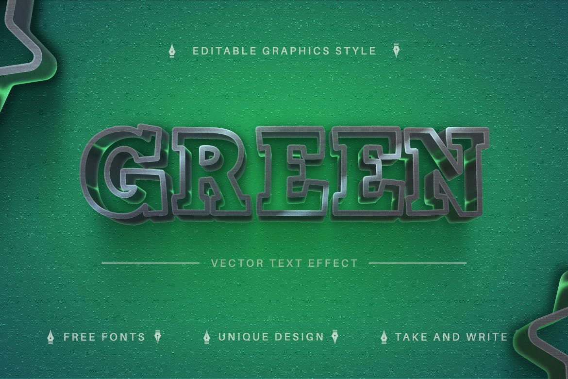 时尚绿色矢量文字效果字体样式 Stylish Green – Editable Text Effect, Font Style 插件预设 第3张