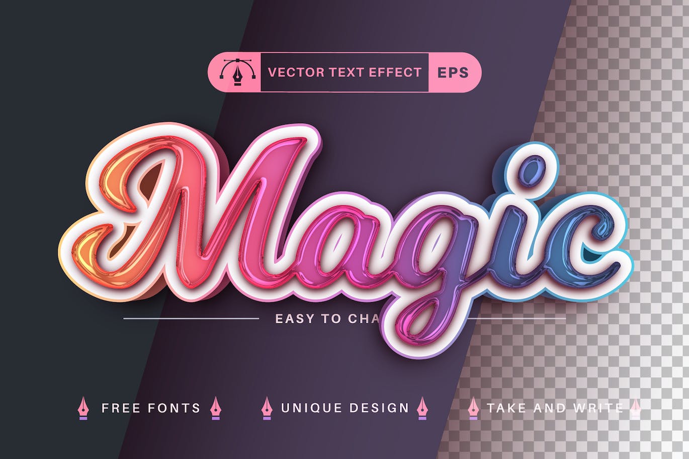 魔法渐变矢量文字效果字体样式 Magic Unicorn – Editable Text Effect, Font Style 插件预设 第1张