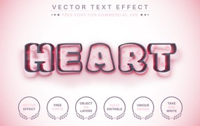 心形轮廓矢量文字效果字体样式 Heart Outline – Editable Text Effect, Font Style