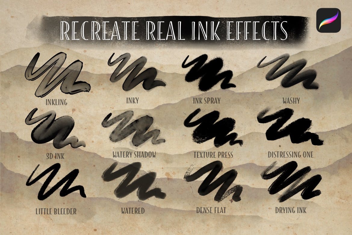 Procreate墨水笔刷套装 Inkling – Procreate Inking Set 笔刷资源 第6张