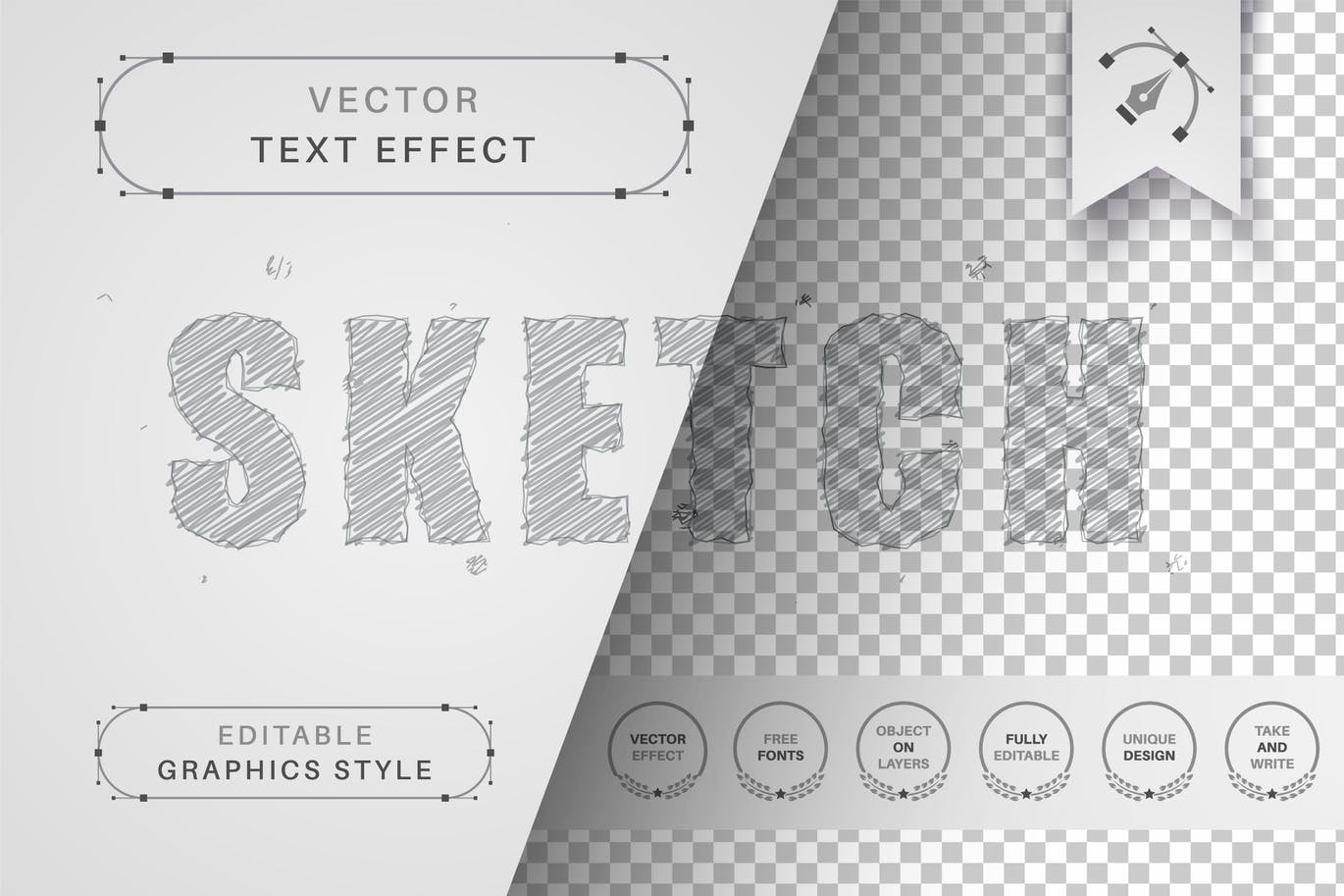 铅笔绘图矢量文字效果字体样式 Pencil Drawing – Editable Text Effect, Font Style 插件预设 第1张