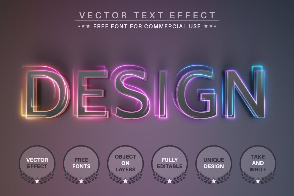 发光渐变矢量文字效果字体样式 Design Unicorn – Editable Text Effect, Font Style 插件预设 第3张
