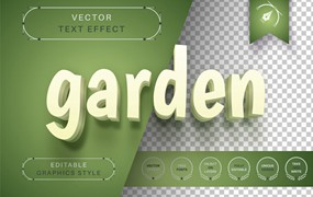 绿色分层矢量文字效果字体样式 Green Garden – Editable Text Effect, Font Style