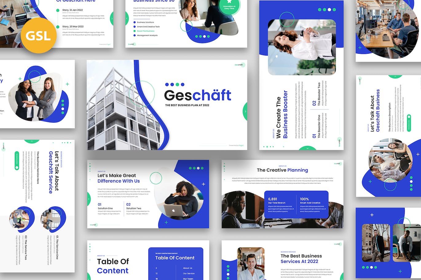 商业计划方案谷歌幻灯片素材 Gescaft – Business Plan Google Slides 幻灯图表 第1张