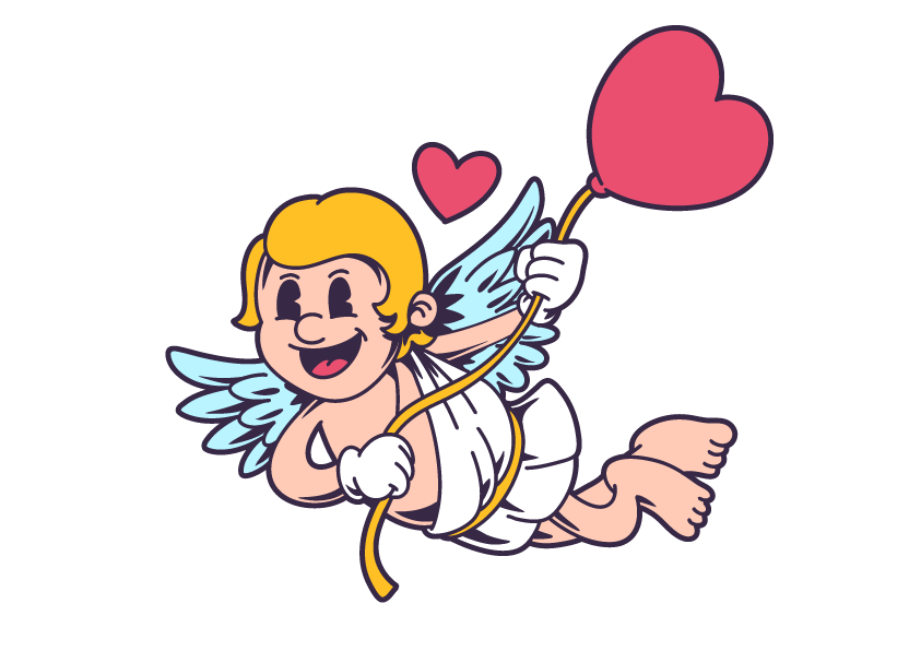 丘比特复古卡通插画集 Cupid Retro Cartoon Illustration Set 图片素材 第4张