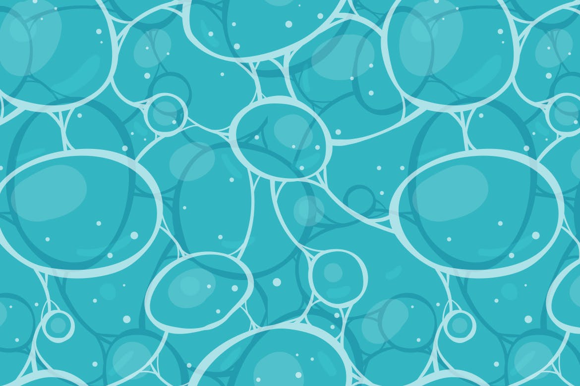 蓝色水泡无缝图案 Blue Water Seamless Pattern 图片素材 第2张