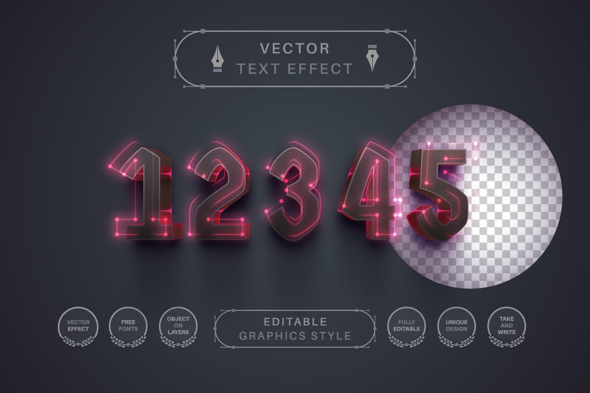 红色线点矢量文字效果字体样式 Velvet – Editable Text Effect, Font Style 插件预设 第5张