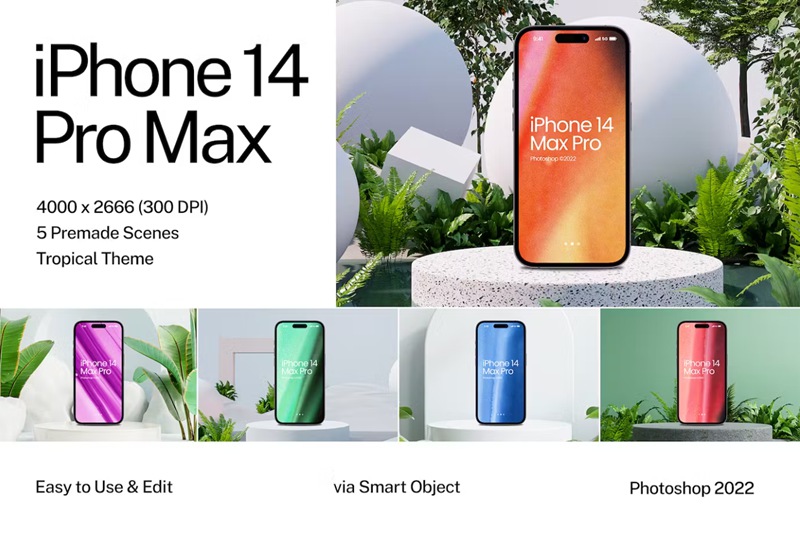 iPhone 14 Pro Max手机正视图展示样机 iPhone 14 Pro Max Mockup 样机素材 第1张