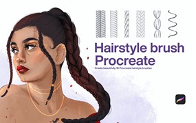 10个发型印章Procreate笔刷 10 Hairstyle Brush Procreate