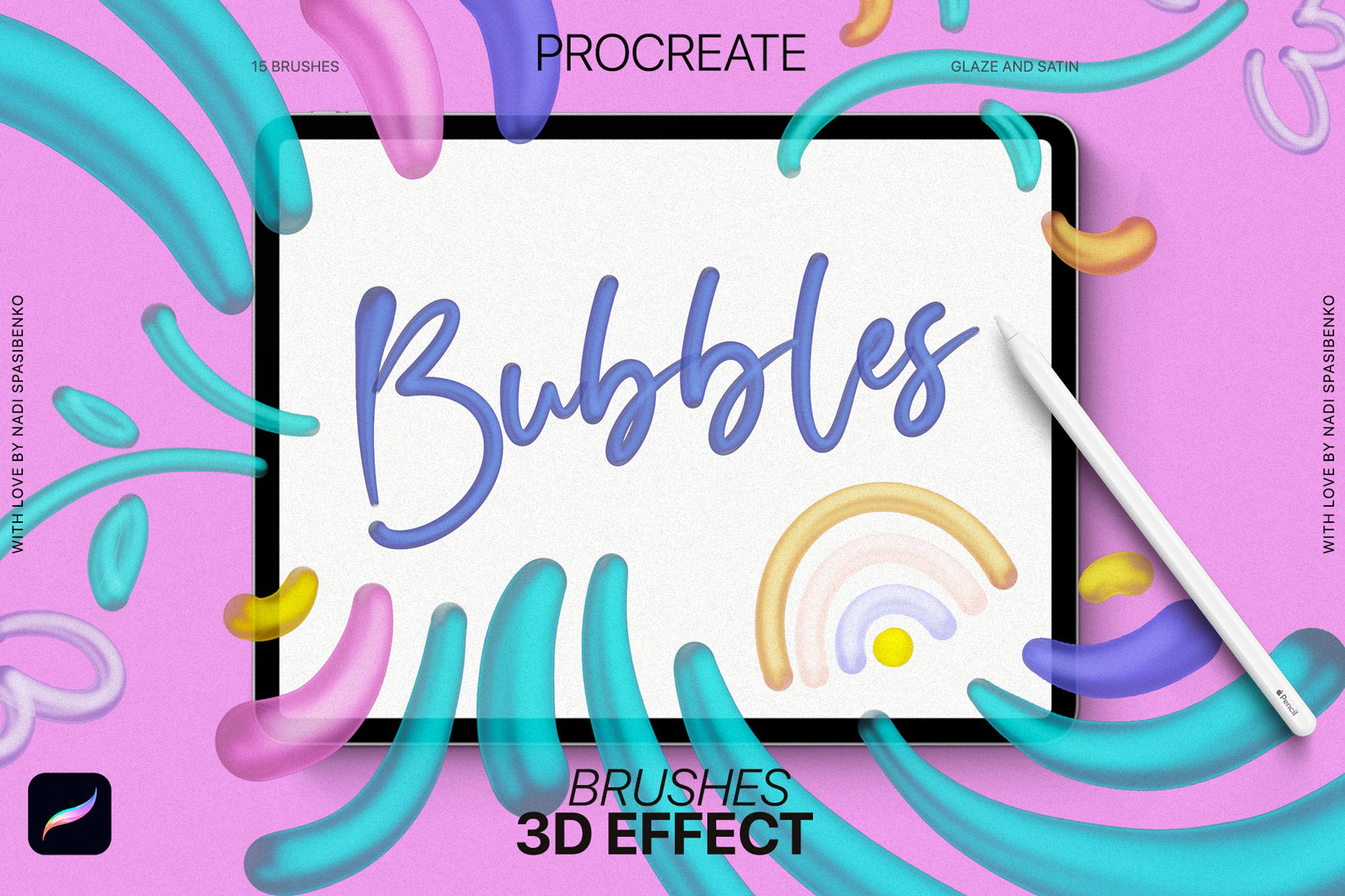 3D效果Procreate画笔 3D effect Procreate Brushes 笔刷资源 第1张