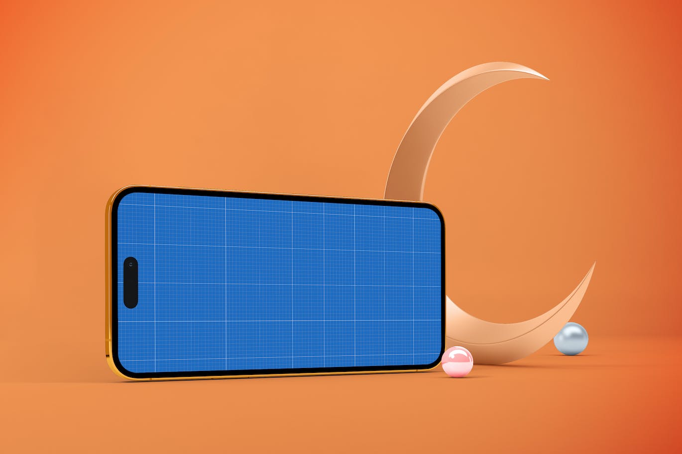 3D斋月元素背景iPhone 14 Pro手机样机 Ramadan iPhone 14 样机素材 第1张