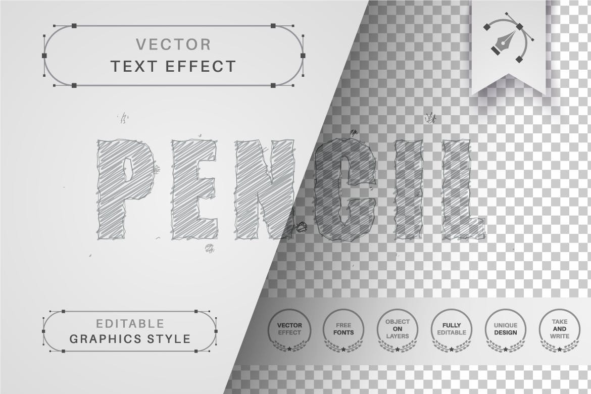 铅笔绘图矢量文字效果字体样式 Pencil Drawing – Editable Text Effect, Font Style 插件预设 第2张