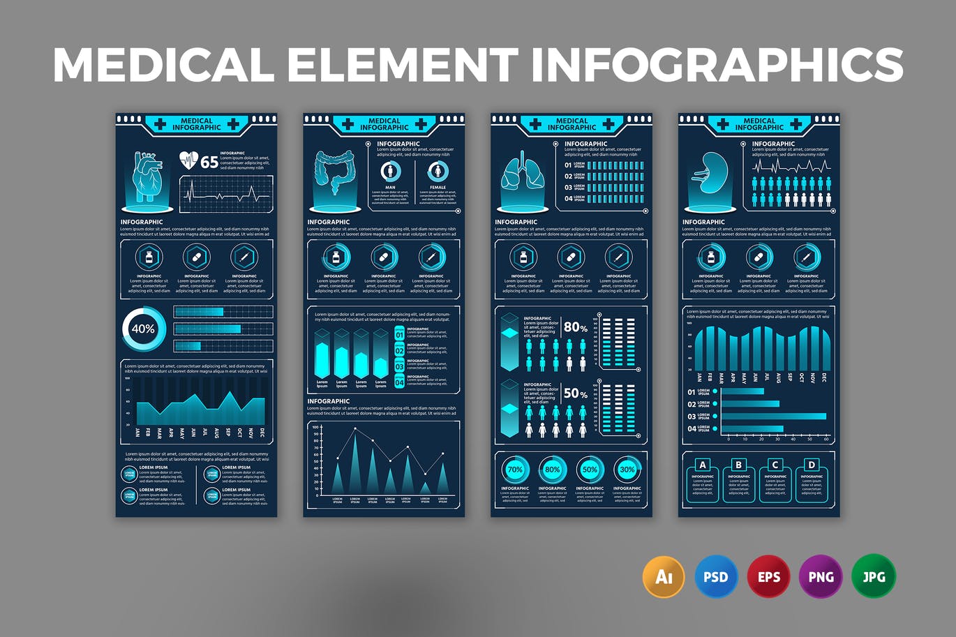 医疗元素数据信息图表设计模板 Medical Element – Infographics Design 幻灯图表 第1张
