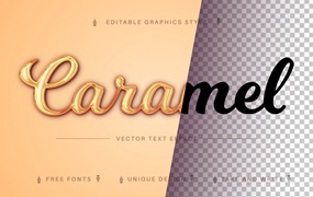 焦糖矢量文字效果字体样式 Caramel – Editable Text Effect, Font Style