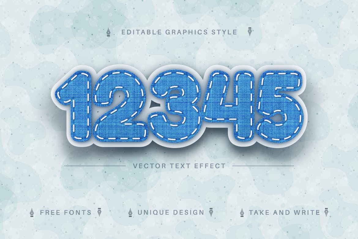 牛仔裤纺织矢量文字效果字体样式 Jeans Textile – Editable Text Effect, Font Style 插件预设 第4张