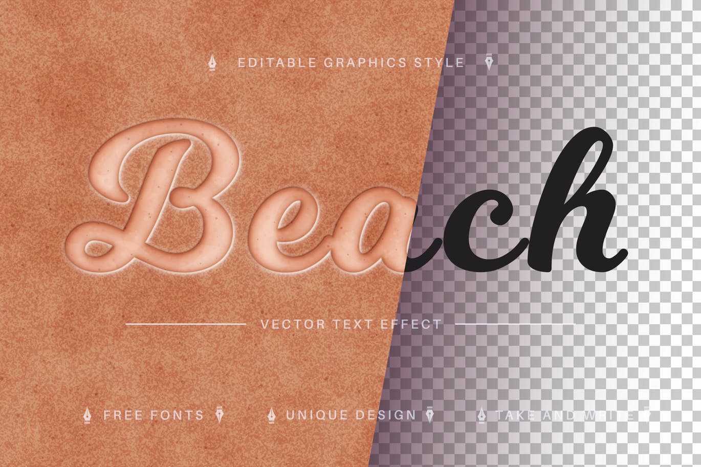 沙色矢量文字效果字体样式 Beach Sand – Editable Text Effect, Font Style 插件预设 第1张