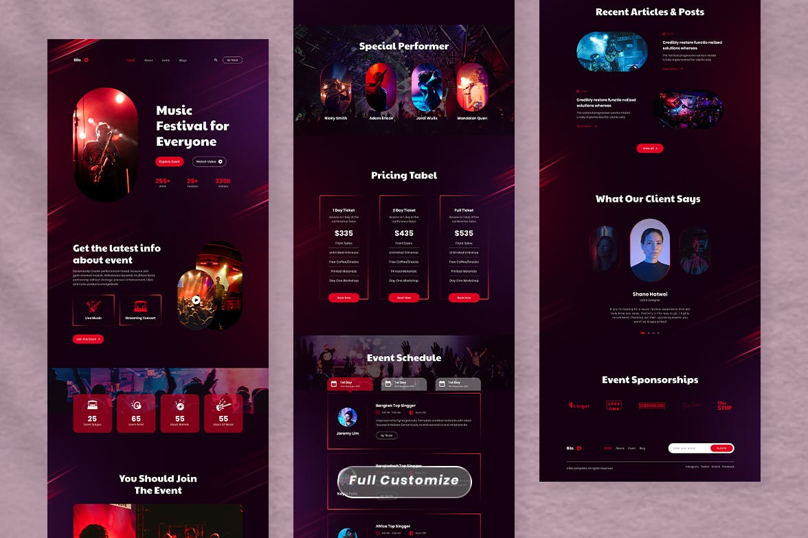音乐活动网站着陆页模板 Music Event Landing Page – Bilo APP UI 第2张