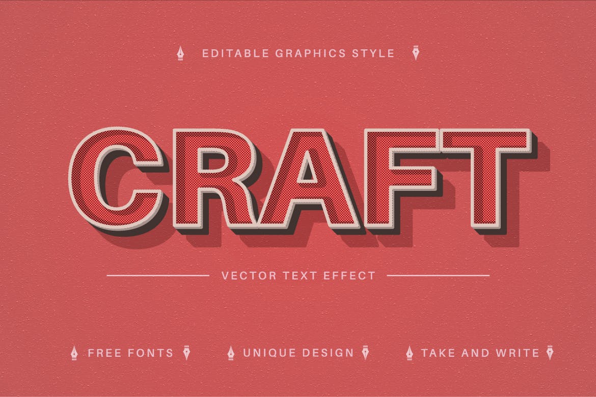 复古红色矢量文字效果字体样式 Red Retro – Editable Text Effect, Font Style 插件预设 第3张