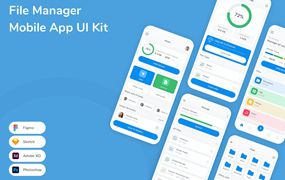 文件管理器App应用程序UI工具包素材 File Manager Mobile App UI Kit