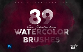 89个潮流数字混合彩色水墨photoshop笔刷PS笔刷 89 Watercolour photoshop Brushes