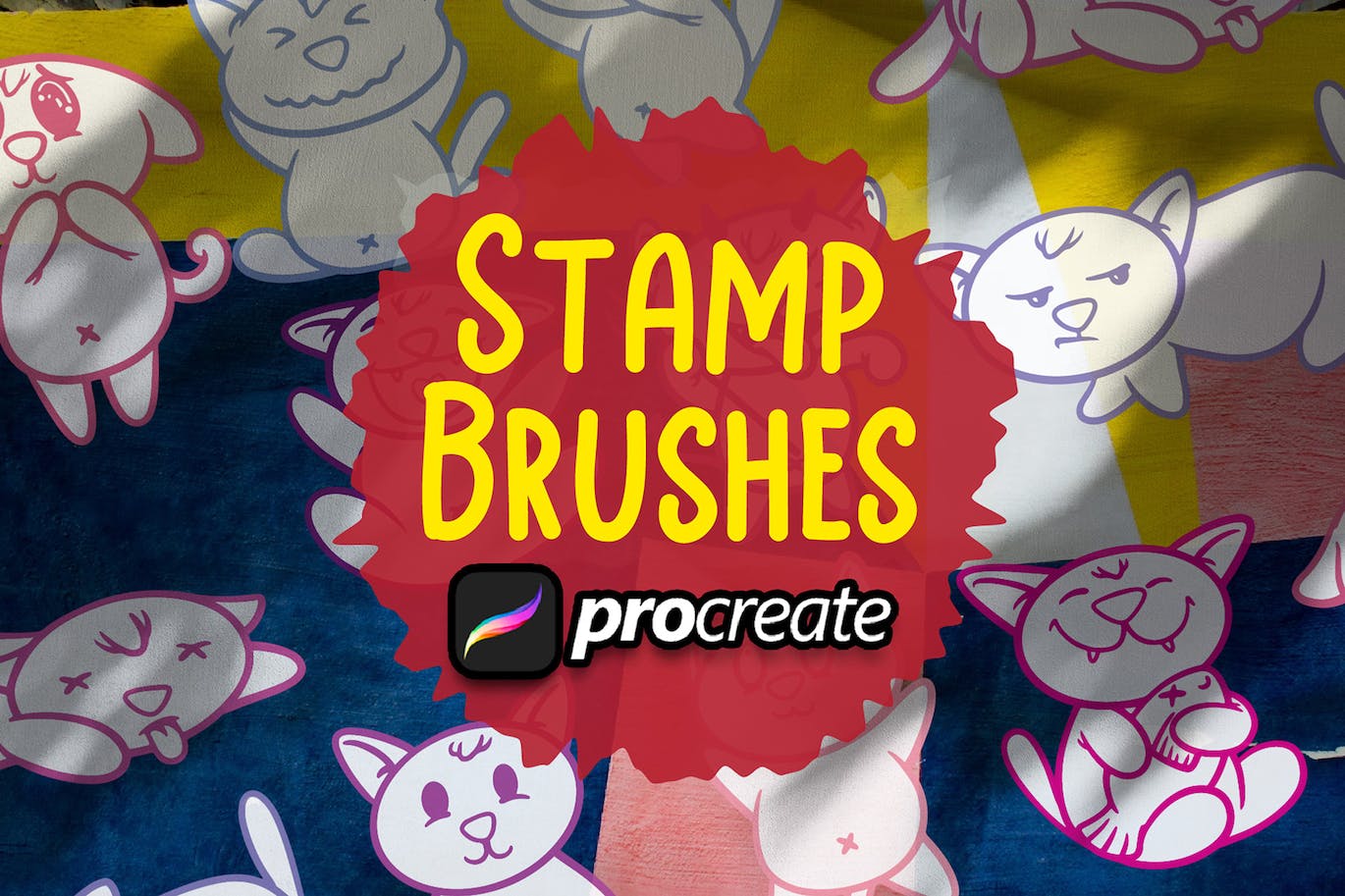 可爱猫Procreate印章绘画笔刷素材 Cute Cat brush Stamp Procreate 笔刷资源 第1张
