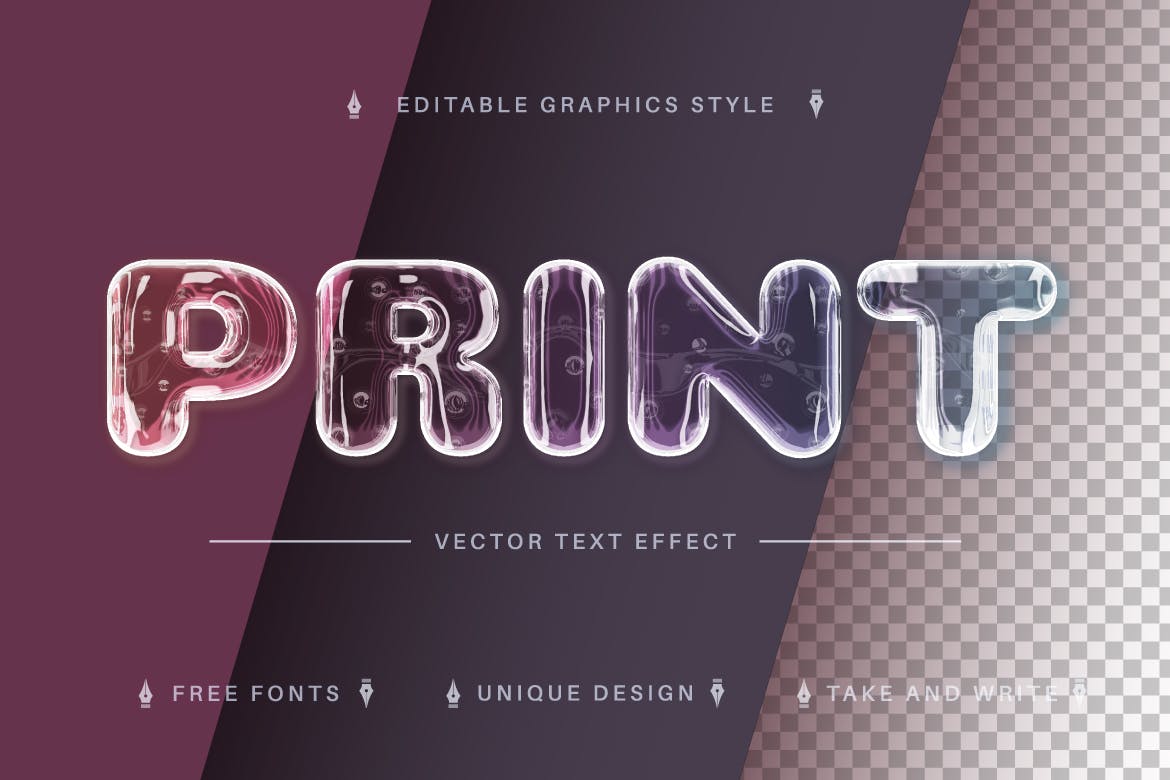 液体玻璃矢量文字效果字体样式 Glass Realistic – Editable Text Effect, Font Style 插件预设 第5张