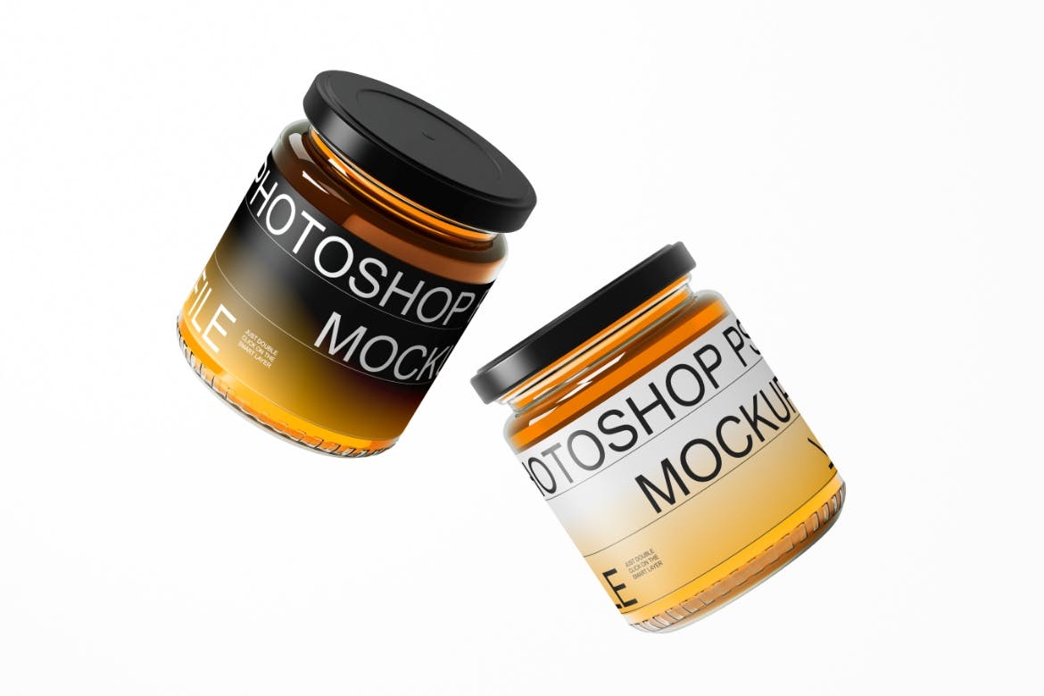 蜂蜜玻璃罐包装设计样机集 Honey Jar Mockup Set 样机素材 第3张