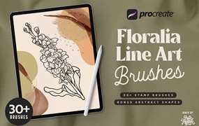 Procreate花卉线条艺术笔刷 Procreate Floralia Line Art Brushes