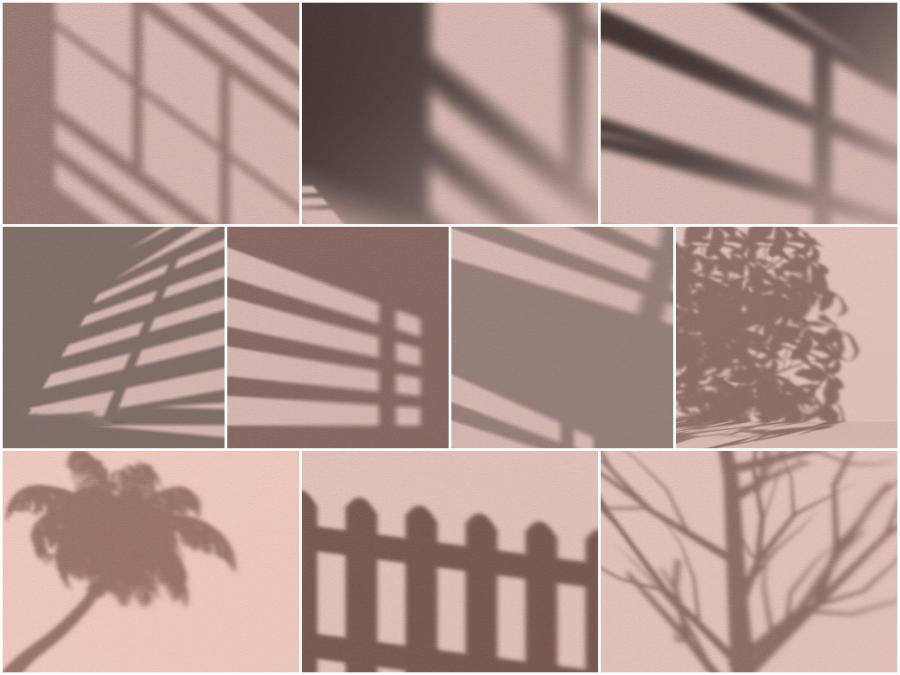 背景素材-窗户栅栏树叶叠加阴影背景图片PNG素材 图片素材 第3张