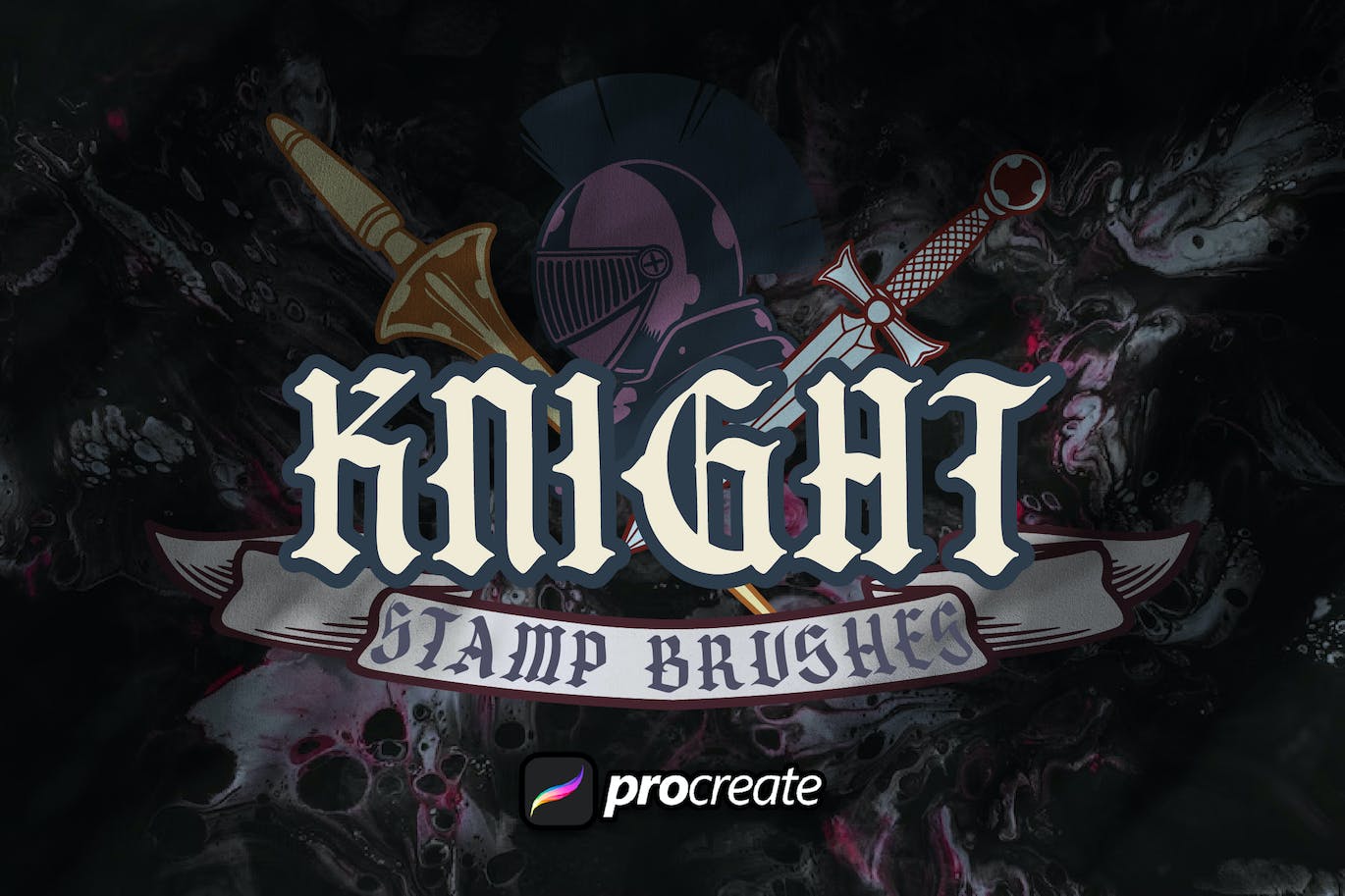 骑士标志Procreate印章绘画笔刷素材 Heraldic Logo Knight Stamp Brush Procreate 笔刷资源 第1张