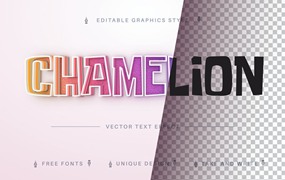 渐变皮革矢量文字效果字体样式 Chamelion – Editable Text Effect, Font Style