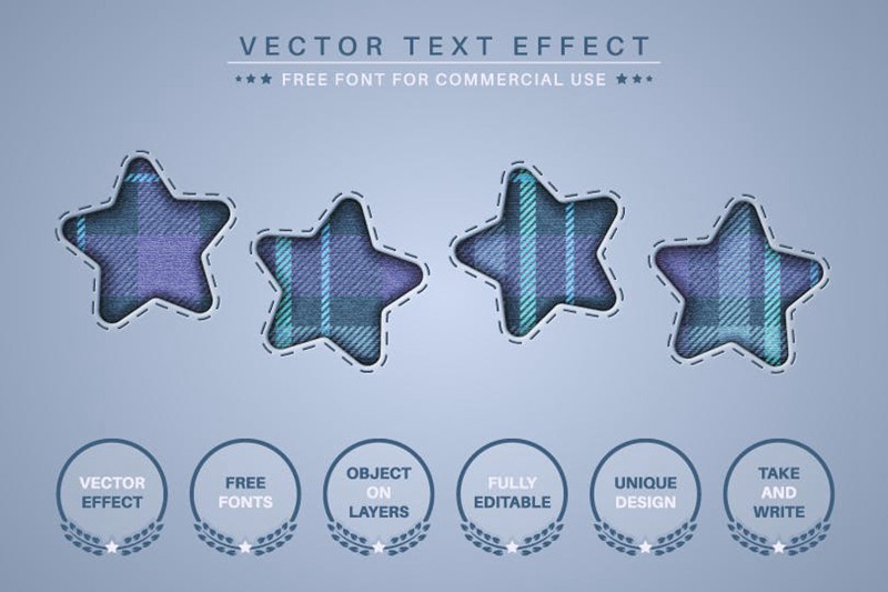 牛仔裤格纹矢量文字效果字体样式 Jeans Tartan – Editable Text Effect, Font Style 插件预设 第2张
