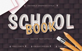 书本网格矢量文字效果字体样式 School Book – Editable Text Effect, Font Style