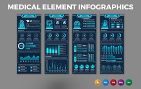 医疗元素数据信息图表设计模板 Medical Element – Infographics Design