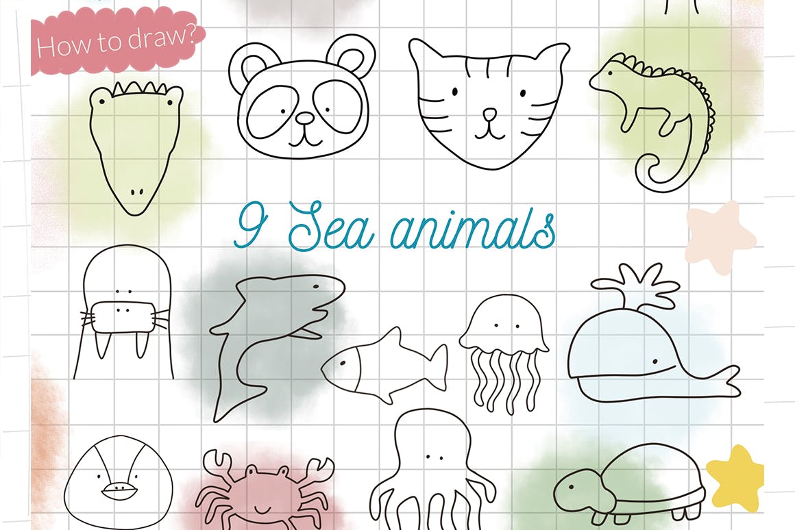 可爱的动物形状Procreate笔刷 Cute animals Procreate stamps 笔刷资源 第6张
