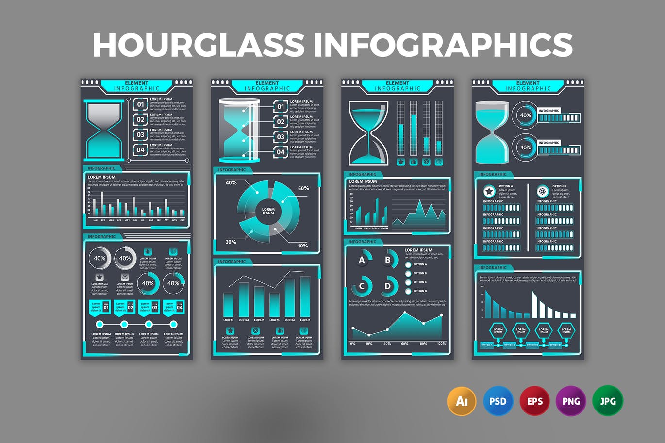 沙漏数据信息图表设计模板 Hourglass – Infographics Design 幻灯图表 第1张