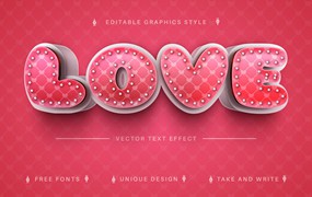 粗体爱心矢量文字效果字体样式 Big Love – Editable Text Effect, Font Style
