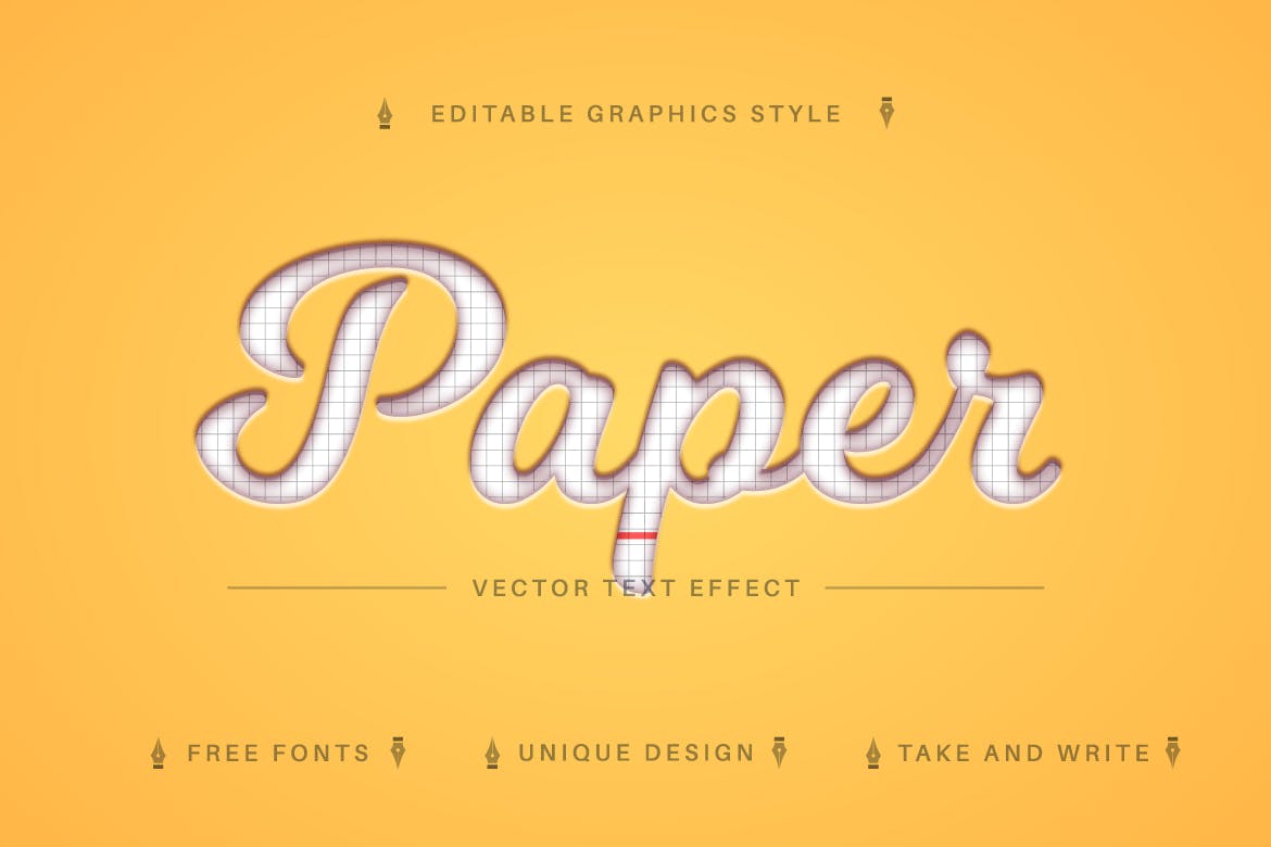 白纸网格矢量文字效果字体样式 School Paper – Editable Text Effect, Font Style 插件预设 第2张