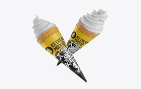 锥形冰淇淋包装设计样机 Soft Ice Cream Cone Mockup