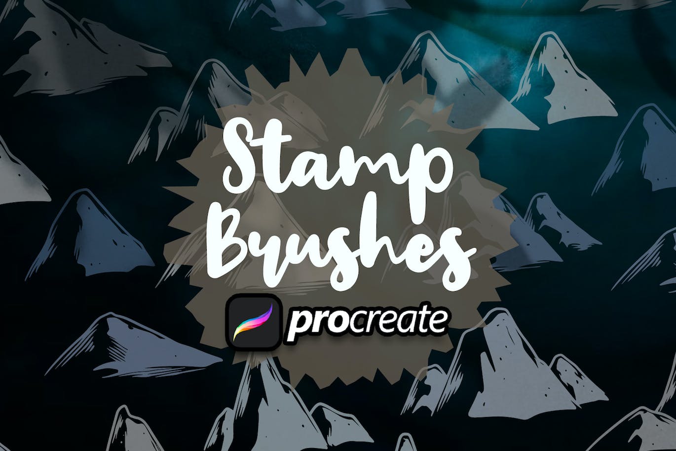 冒险山峰Procreate印章绘画笔刷素材 Adventure Mountain Stamp Brush Procreate 笔刷资源 第1张