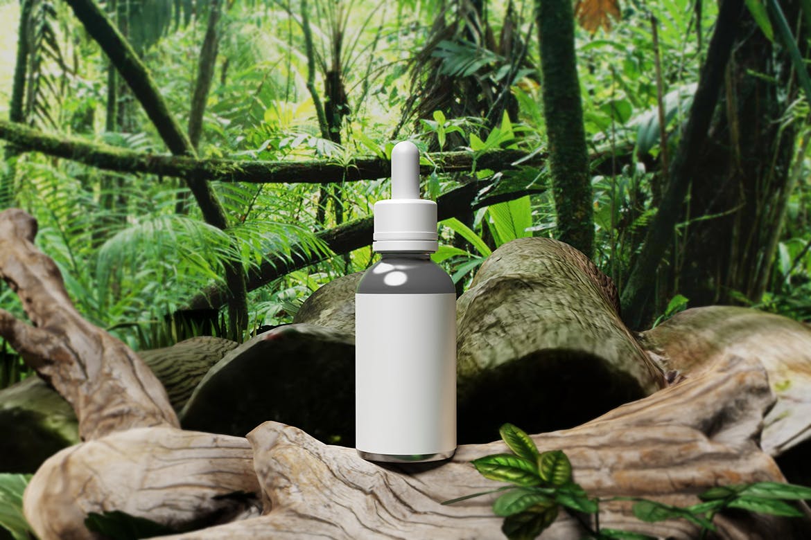 森林滴管瓶包装展示样机图 Forest Dropper Bottle Mockup 样机素材 第2张
