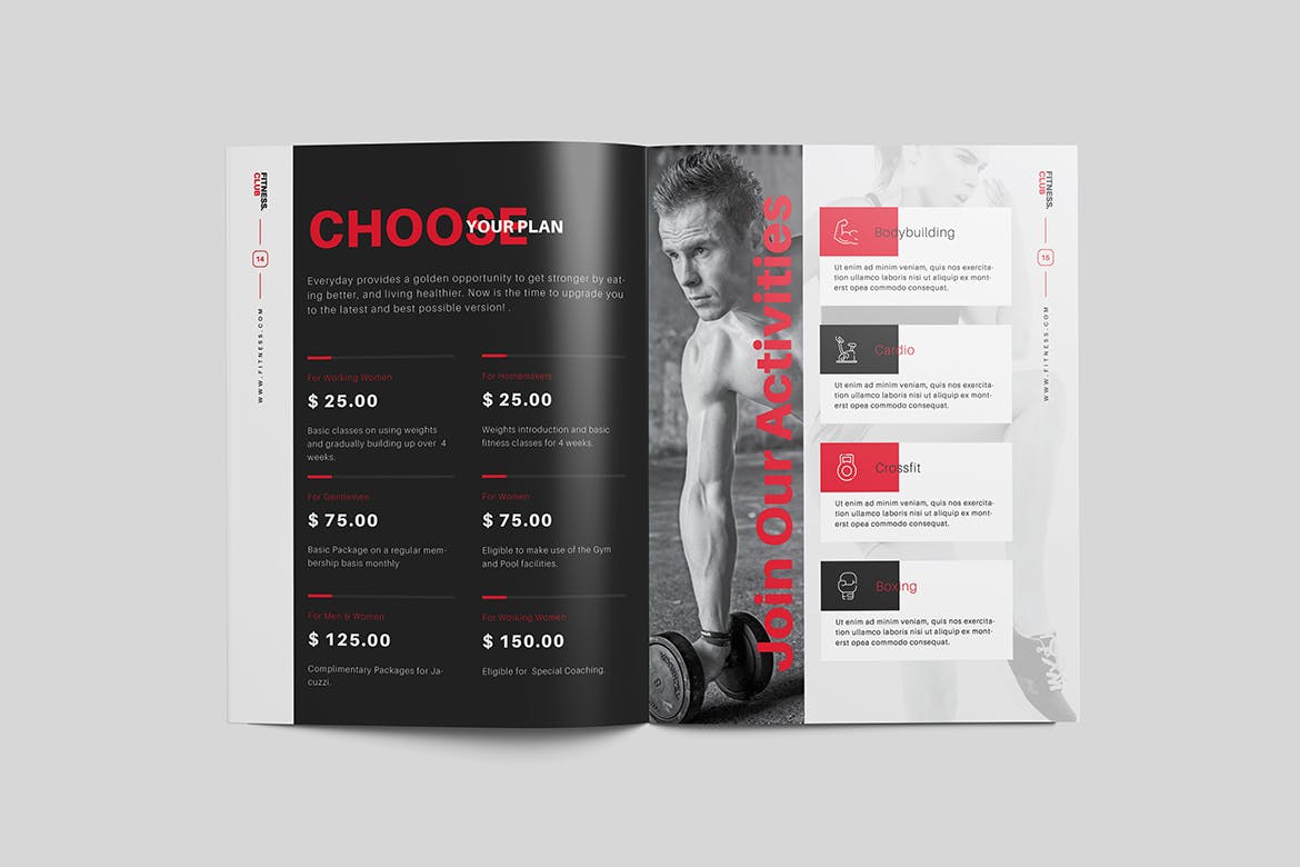健身运动方案画册模板 Fitness – Gym Brochure 幻灯图表 第3张