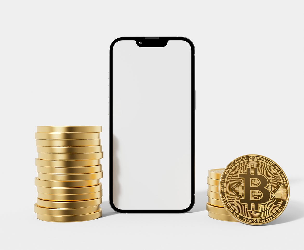 比特币和iPhone手机屏幕样机 Bitcoin and Smartphone Mockup 样机素材 第3张