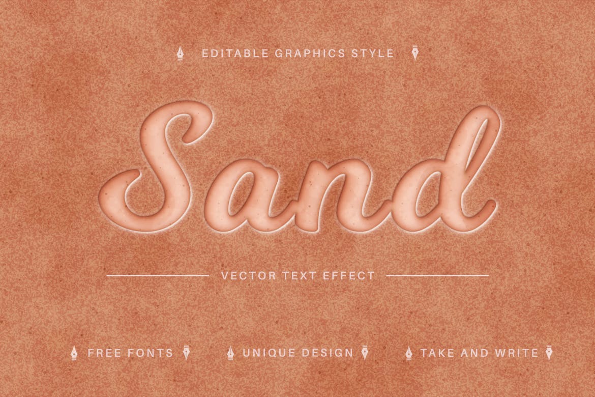 沙色矢量文字效果字体样式 Beach Sand – Editable Text Effect, Font Style 插件预设 第3张