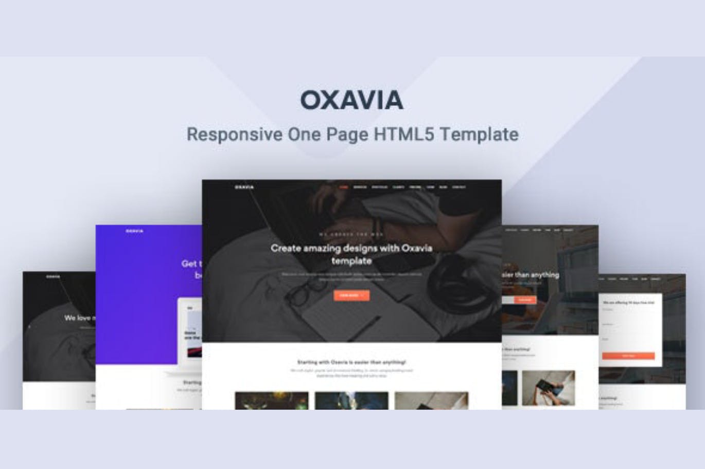 富有创意的单页响应式网站HTML5模板 Bootstrap One Page Landing Template – Oxavia APP UI 第1张