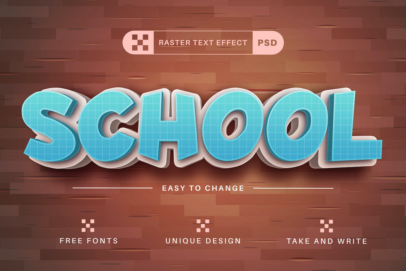 可爱3D学校文字效果字体样式 Cute School – Editable Text Effect, Font Style 插件预设 第1张